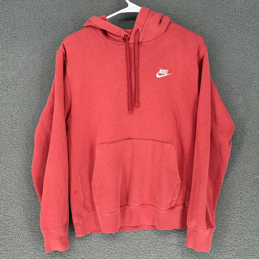 Nike Sportswear Club Fleece Hoodie Mens Small Red Pullover Futura Logo BV2654